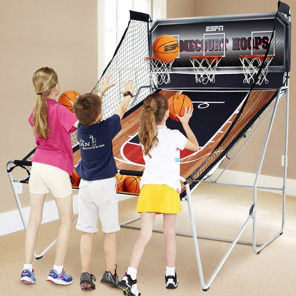 NEW ESPN INDOOR BASKETBALL ARCADE 8 GAME ELECTRONIC LED SCORING 2 PLAYER HOOPS